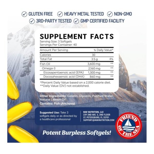 MAV OMEGA 3 FISH OIL 3,600MG, 120 SOFTGELS_b