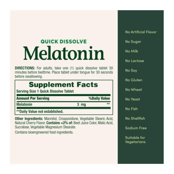 NATURES BOUNTY MELATONIN, 3MG 120 TABLETS_b