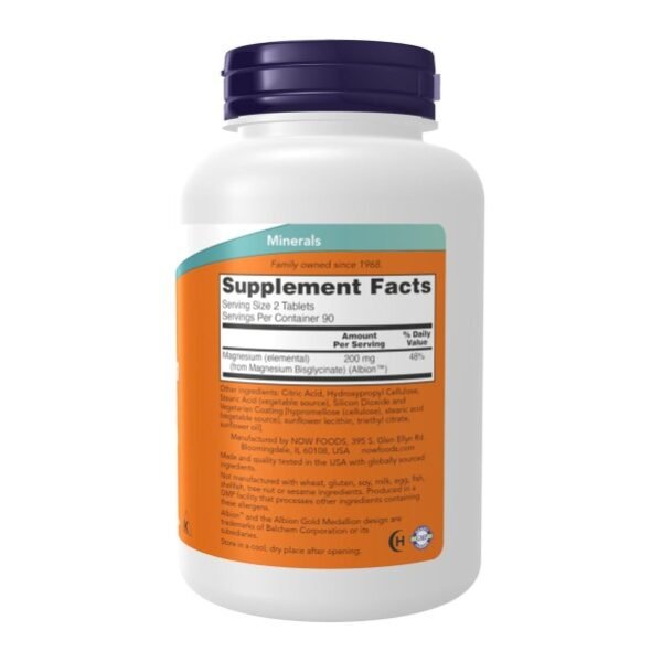NOW MAGNESIUM GLYCINATE 200MG, 180 tablets_b