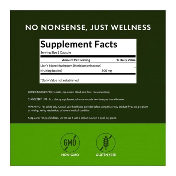 SWANSON LIONS MANE, 500MG 60 CAPS_b