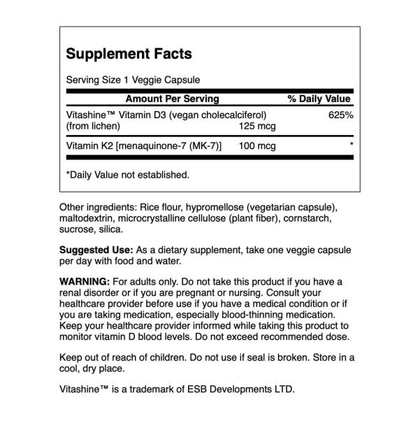 SWANSON VIT D3+ K2, 60 CAPS_b